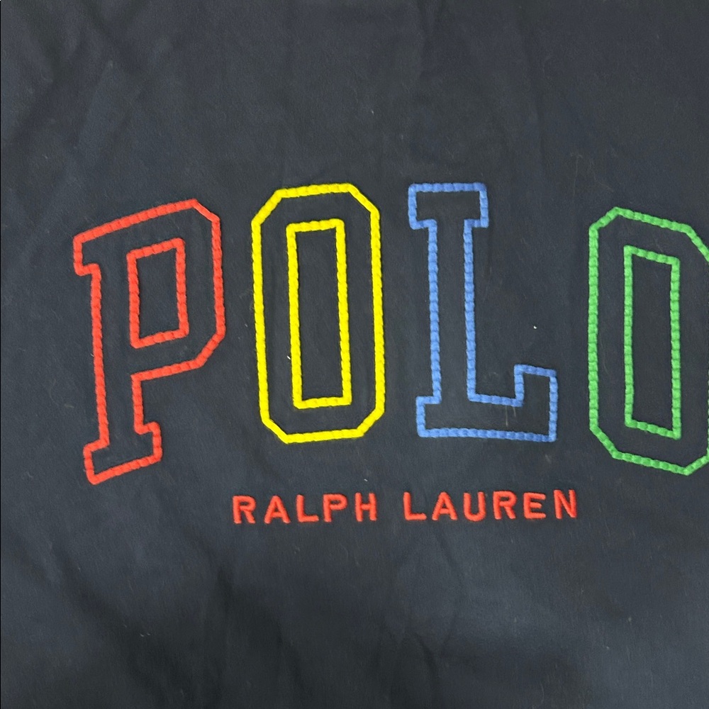 Ralph Lauren Navy Tee with Multicolor Embroidered Logo - Picture 3 of 5